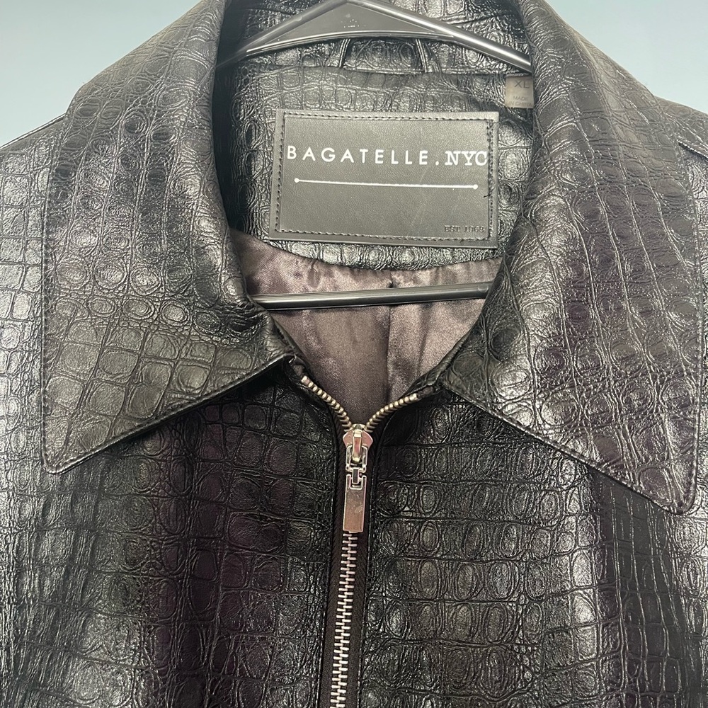 Bagatelle NYC Croc-Embossed Feux Leather Zip Jacket XL